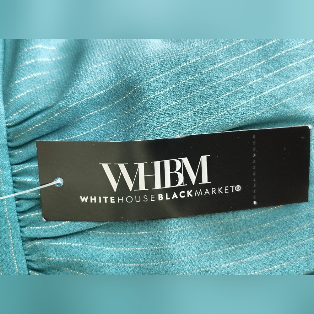 NWT White House Black Market Teal Textured Button-Down Shirt Size S - Picture 9 of 11